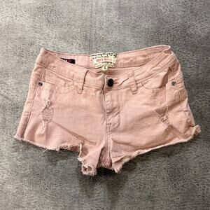 Hot Kiss Baby Pink Distressed Mini Shorts